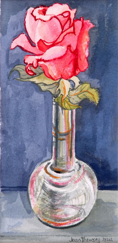 Pink Rose in a Bud Vase by Joan Thewsey